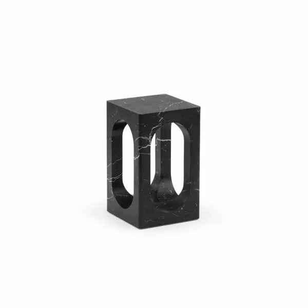 409 carlo side table by mathew hilton in negro marquina marble whitebkgrnd