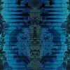 moire damask sapphire blue on blue foil wallpaper
